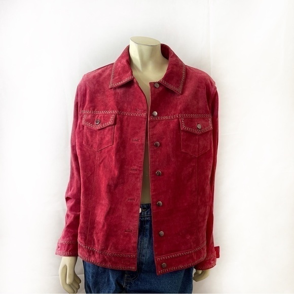 Coldwater Creek Red Leather Jacket Size 1X - Picture 1 of 6